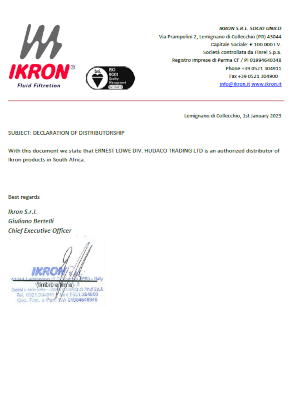 IKRON Distributorship Declaration Certificate