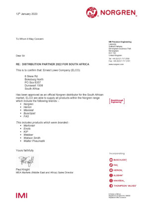 Norgren Distribution Letter