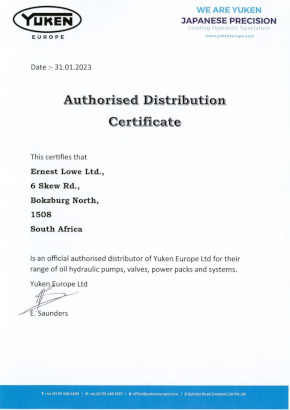 Yuken Distribution Certificate